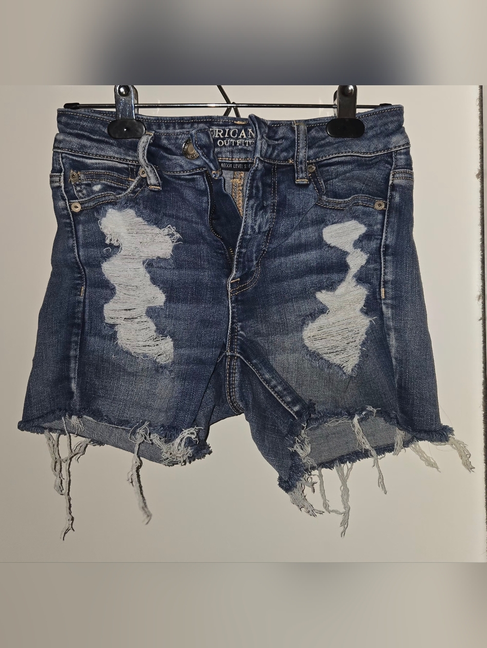 American Eagles Distressed Denim Cutoff Shorts - Dark Blue